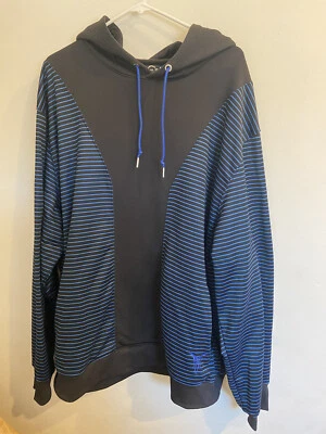 NIKE AIR JORDAN Jacket Pullover Hoodie Blue and Black STRIPE Melo Logo Dri-Fit - Image 1 of 4