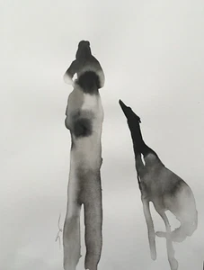 Original signed Ink sketch of a Whippet Greyhound Lurcher A3 - Picture 1 of 6