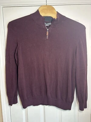 Suéter Grayson & Dunn Cuello Simulado 1/4 Cremallera Algodón Granate Manga Larga Para Hombres Talla XL Foto 1 de 4