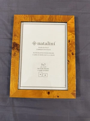 Natalini Wood Marquetry Picture Frame  Natural Wood Grain 5 X 7 New Handcrafted - Image 1 of 3