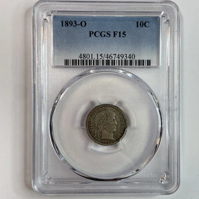 1893-O Barber Dime PCGS F15  - Image 1 of 4