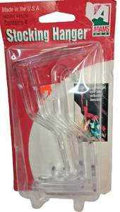 Adams Christmas Stocking Hangers 1999 Clear Plastic Set of 4 - Picture 1 of 9