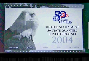 2004-S US Mint State Quarter Silver Proof Set 5 Coins pure Silver & Real Money - Picture 1 of 5