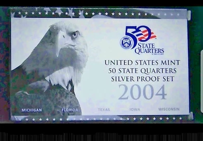 2004-S US Mint State Quarter Silver Proof Set 5 Coins pure Silver & Real Money - Image 1 of 4