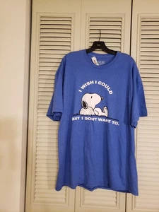 Peanuts I Wish I Could But I Dont Want To Snoopy T-shirt Men's Size 2XL Blue NWT - Picture 1 of 4