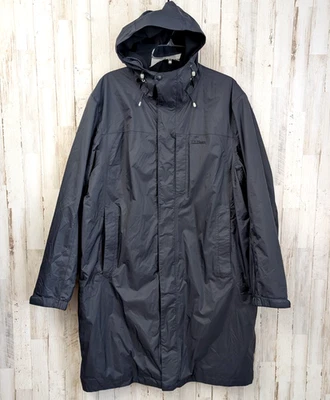 Abrigo de lluvia LL Bean para hombre L negro forrado gabardina larga impermeable nailon con capucha Foto 1 de 4