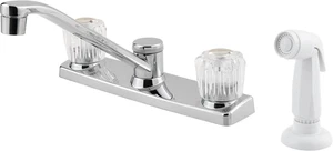 Price Pfirst Series Rubinetto Cucina 2 Manici Cromato, Manici Acrilici con Spruzzatore - Foto 1 di 4