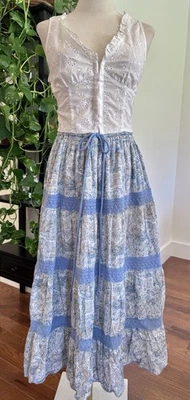 尺寸 XL 复古分层农民裙草原花卉花边 Maxi Paisley 18W — 第 1/4 张图片