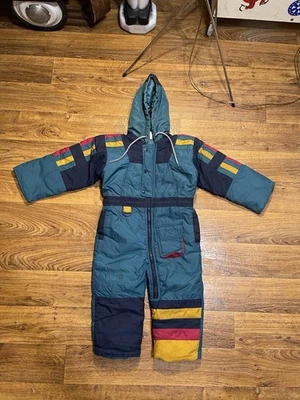 Traje de esquí M años 90 traje de nieve vintage bloque de color niños/niñas Foto 1 de 4