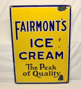 💥Letrero de publicidad láctea Fairmont's Ice Cream de los años 30 de doble cara 💥 - Imagen 1 de 13