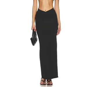 Superdown Black Pencil Maxi Skirt SMALL Crossover Cocktail V-Cut Revolve $92 NEW - Picture 1 of 7
