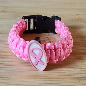 Pulsera Paracord Concientización sobre el Cáncer de Mama Rosa Supervivencia Táctica Senderismo Joyería - Imagen 1 de 5