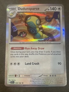 Juego de cartas coleccionables Pokémon Dudunsparce 129/162 Holo Raro Escarlata y Violeta: Fuerzas Temporales - Imagen 1 de 2