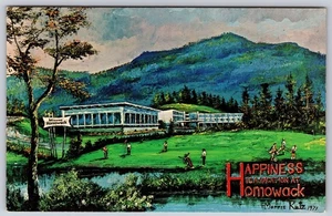 Homowack Lodge signiert Morris Katz 1971 Sullivan County Spring Glen NY Postkarte - Bild 1 von 3