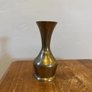 Vintage Messing Blumen Knospe Vase Made in India 5,5" schwer - Bild 1 von 8