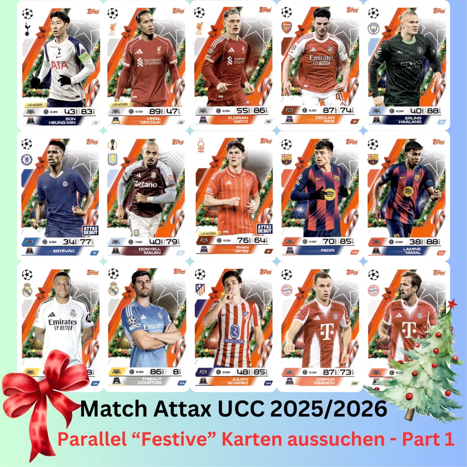 Topps MATCH ATTAX 25/26 Champions League 2025/2026 - FESTIVE PARALLEL Part 1-250 - Image 1 of 1
