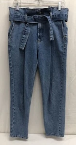 Women's Topshop Blue Belted Mom Jeans Size 28X30 - Picture 1 of 6