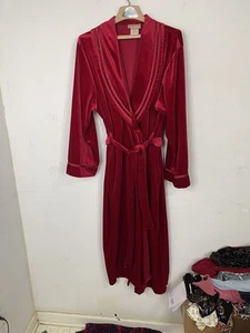 HAMILTON GOLD Damen rot Samt Velours lang Wickel Morgenmantel Loungewear Gürtel - Bild 1 von 10