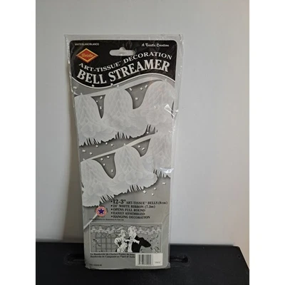 Beistle Blanco 12-3" Arte Pañuelo Campanas 24" Cinta Colgante Decoración 1998  Foto 1 de 4