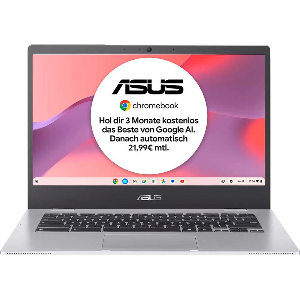 ASUS Chromebook CX1400CNA-BV0170 14 Zoll (64GB SSD, Intel Celeron N3350, 1,10GHz, 8GB RAM) Notebook - Silber (90NX03K2-M000U0)