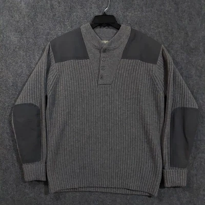 Vendido LL Bean Commando Suéter Lana Merino Parche en el Codo Crew Tejido XL Para Hombres Gris Foto 1 de 4