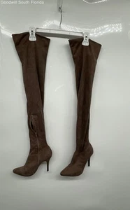 Anne Michelle Womens Brown Suede Stiletto Heel Over The Knee Boots Size 8 - Picture 1 of 7