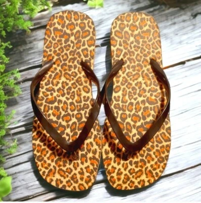 #508 Nuevas sandalias chanclas para mujer con estampado de animales de guepardo Leapord talla 10 Foto 1 de 4