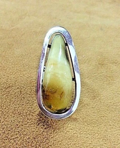 Sterling Silber .925 natürlicher baltischer Butterscotch Bernstein Ring Größe 10 verstellbar - Bild 1 von 11