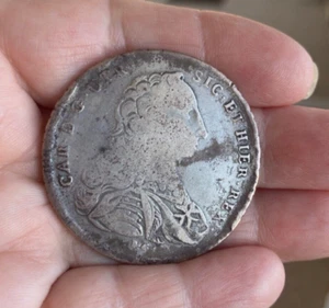 1753 SILVER COIN ITALY STATES KINGDOM OF NAPLES CARLOS III 25g - Picture 1 of 4