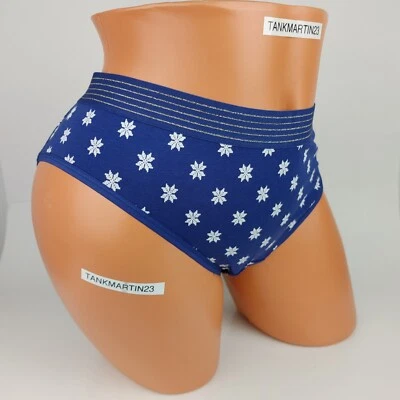 Panty Lane Bryant Cacique Algodón Hipster Banda Ancha 18/20 Blanco Copos de Nieve Azul  Foto 1 de 4