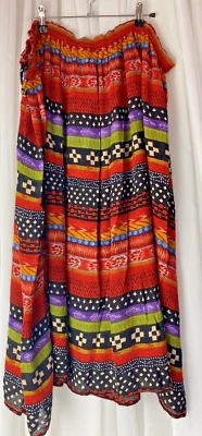 Falda Cactus 1X Mujer Estampado Tribal Geométrico Maxi Crepe Boho Gitano Arte Campesino Foto 1 de 4