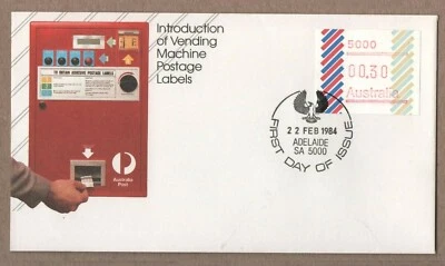 Introduction of Vending Machine Postage Labels 1984 Australia  First Day Cover - Image 1 of 2