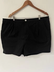 Asos Women's Basic Tall High Rise Chino Shorts Size 16 Cotton Black Preppy New - Picture 1 of 12