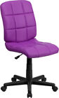 Mid-Back Purple Quilted Vinyl Armless Office Task Chair With Adjustable Height