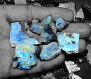 Natural Black Dot Rainbow Moonstone Rough, Gemstone Raw, Rough Minerals Stone. - Picture 1 of 9