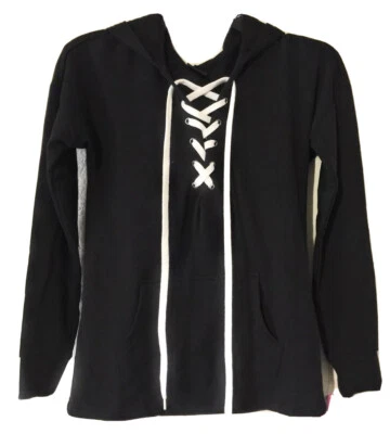 Material Girl Active Juniors' Lace-Up Pullover Hoodie Size XS  Color Black  - Изображение 1 из 2