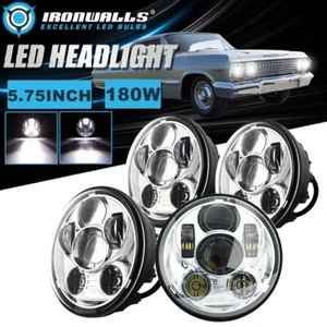 4Pcs 5.75" 5-3/4" Chrome LED Headlights Hi-Lo Beam Lamp for Jaguar XJ6 XJS XJ12 - Picture 1 of 12