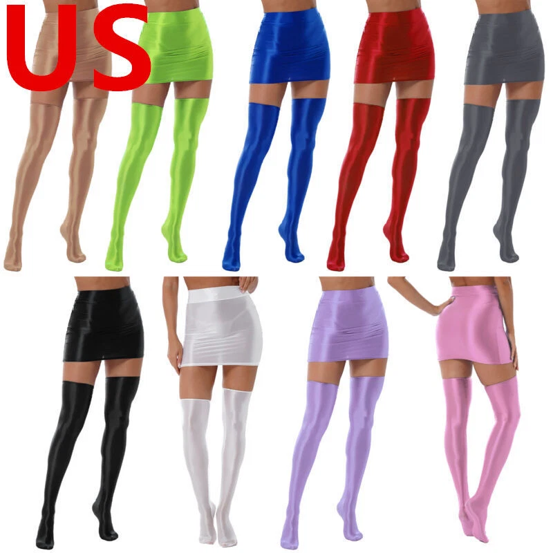 Sexy conjunto de lencería pantimedias de cintura alta mini falda con conjunto de medias para mujer Foto 1 de 1