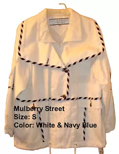 NEW Women's Waterproof Raincoat, Jacket Coat Size S/M/L Color White & Navy Blue - Picture 1 of 6