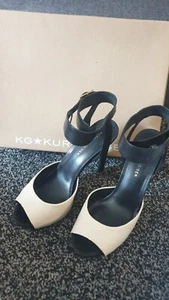 Kurt Geiger Peep Toe high Heel Shoes Size EU38 Cream & Black Boxed  - Picture 1 of 11