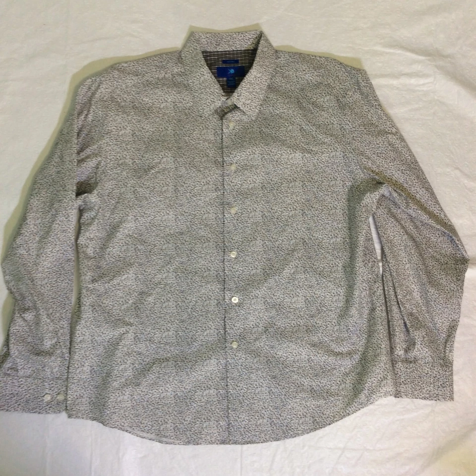 Camisa de vestir Egara para hombre 2XL blanca 100 % algodón ajustada manga larga patrón geométrico Foto 1 de 4