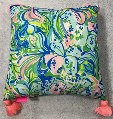 Lilly Pulitzer Pillow 16x16 Feline Good Throw Beach Floral Tropical Florida - Image 1 of 4