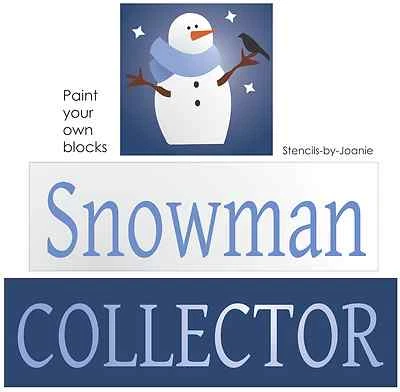 Joanie Stencil Snowman Collector Frosty Christmas Snowflake Prim Crow Twig Arms - Image 1 of 4