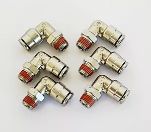 (6) Camozzi ND6520-04-02 DOT Pneumatic 1/4" TUBE X 1/8" Male Pipe Swivel Elbow - Picture 1 of 6