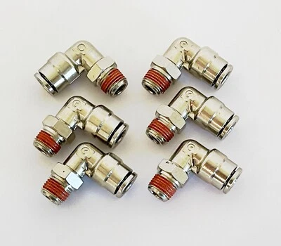 (6) Camozzi ND6520-04-02 DOT Pneumatic 1/4" TUBE X 1/8" Male Pipe Swivel Elbow - Image 1 of 4