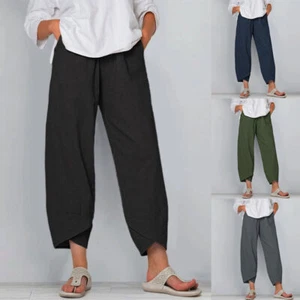Stylish and Comfy Linen Cotton Baggy Harem Pants - Perfect for Summer Vibes! - Picture 1 of 15