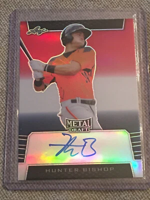 HUNTER BISHOP 2019 Leaf Metal Red White Blue Autograph #10/10 GIANTS PROSPECT - Image 1 of 2
