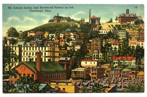 Mt. Adams Incline and Rockwood Pottery on Left, Cincinnati Ohio Railway Postcard - Bild 1 von 2