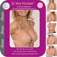 Braza 5 Way Plunge Bra, Backless, Strapless, Convertible, Multiway Bra 3560