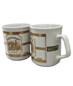 Culver 22k GOLD Ellis Island New York Ceramic Souvenir Coffee Mugs set of 2 - Picture 1 of 11